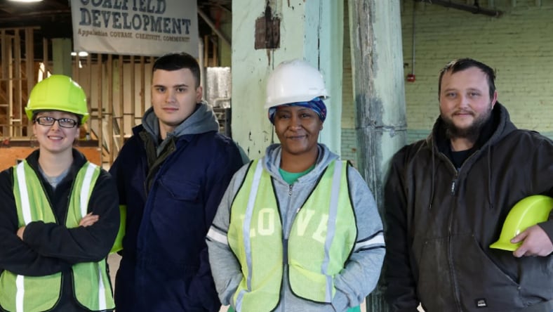 people at a construction site