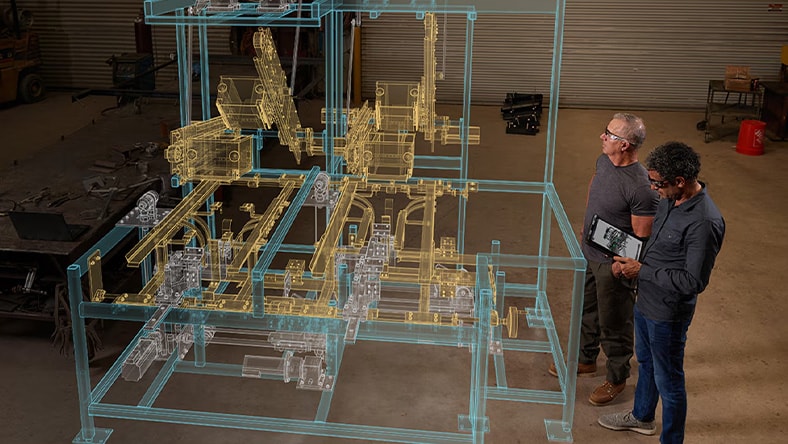 3D CAD visualization of industrial equipment system.