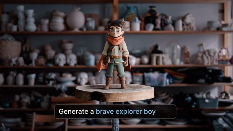Human to robot evolution with 3D animation sequence.