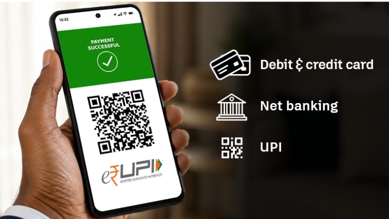Autodesk India UPI payments interface with multiple payment methods like net banking, debit and credit cards