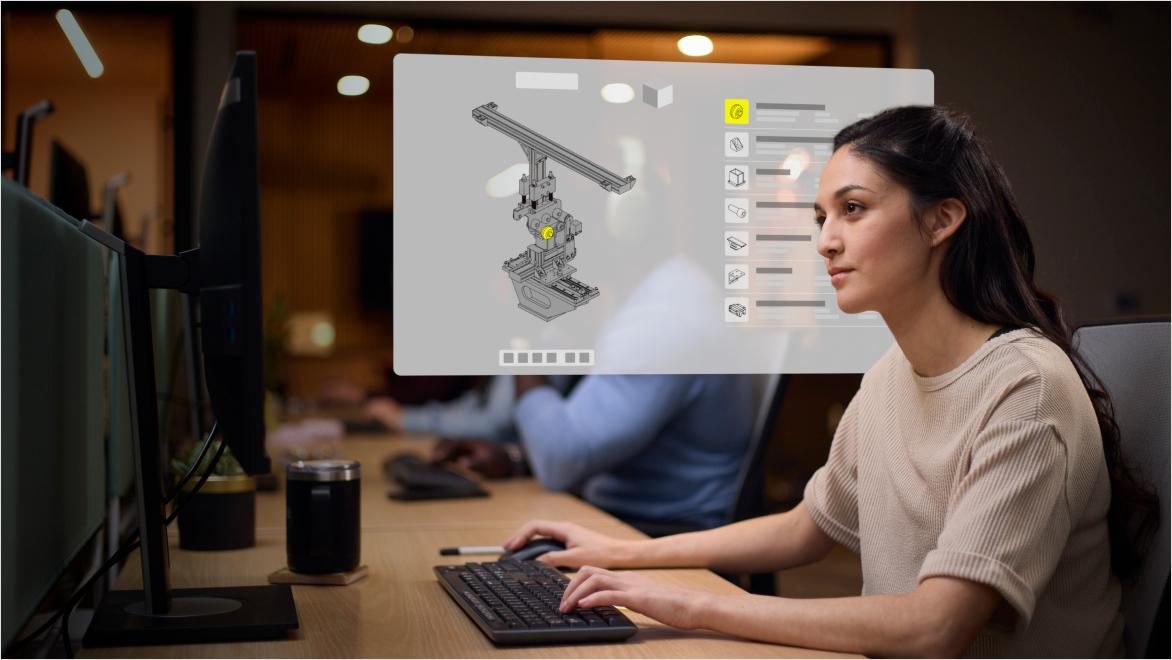 Designer creating a 3D product model in Autodesk Fusion for Design on a desktop workstation.