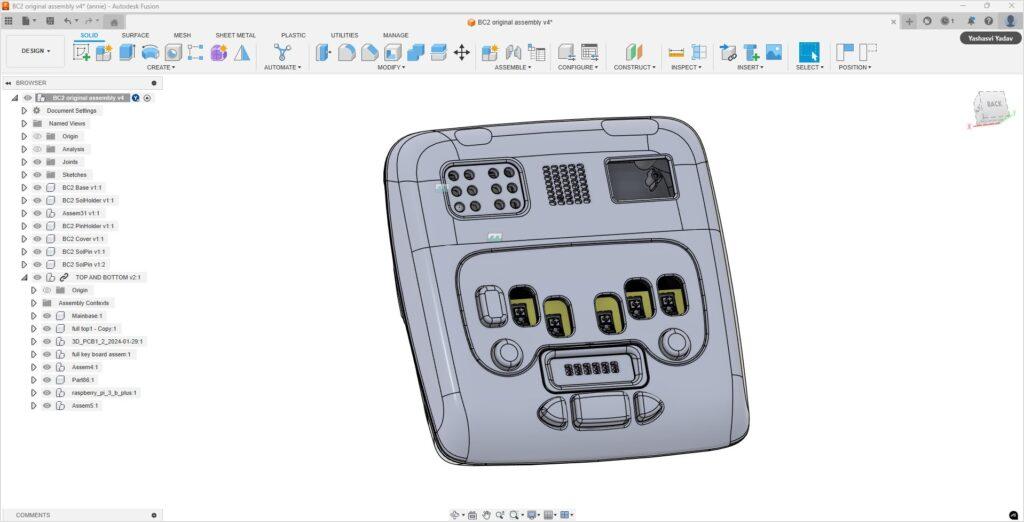 Detailed 3D model of an electronics enclosure designed in Autodesk Fusion.