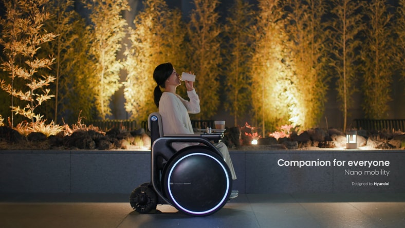 Nano Mobility vehicle concept in a public space.
