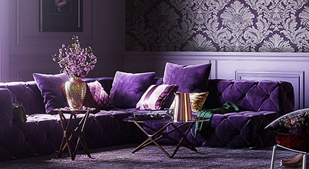 diseño de interiores inspirado en el color púrpura
