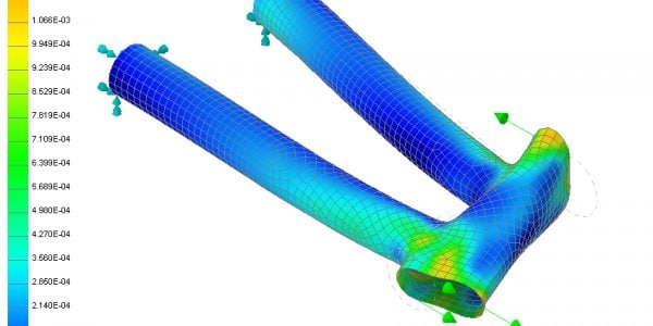 Image of Inventor Nastran finite element analysis (FEA) results of part