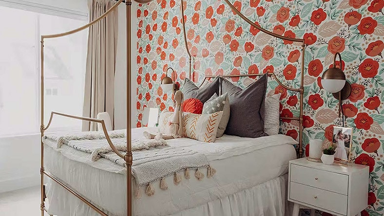 Interior design of bedroom by Kelsey Crandall of Alika Design.