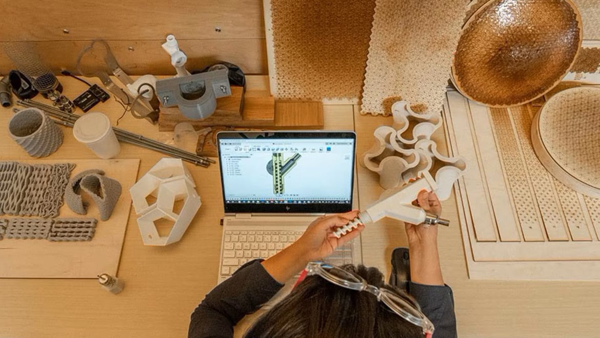 Woman working with Fusion 360