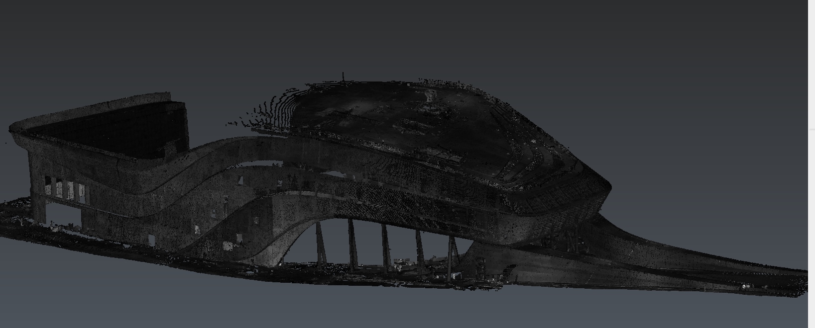 Fichier nuage de points lors du relevé Scan 3D du chantier (2017). Zaha Hadid Architecte. Groupe OGER INTERNATIONAL (AMO)