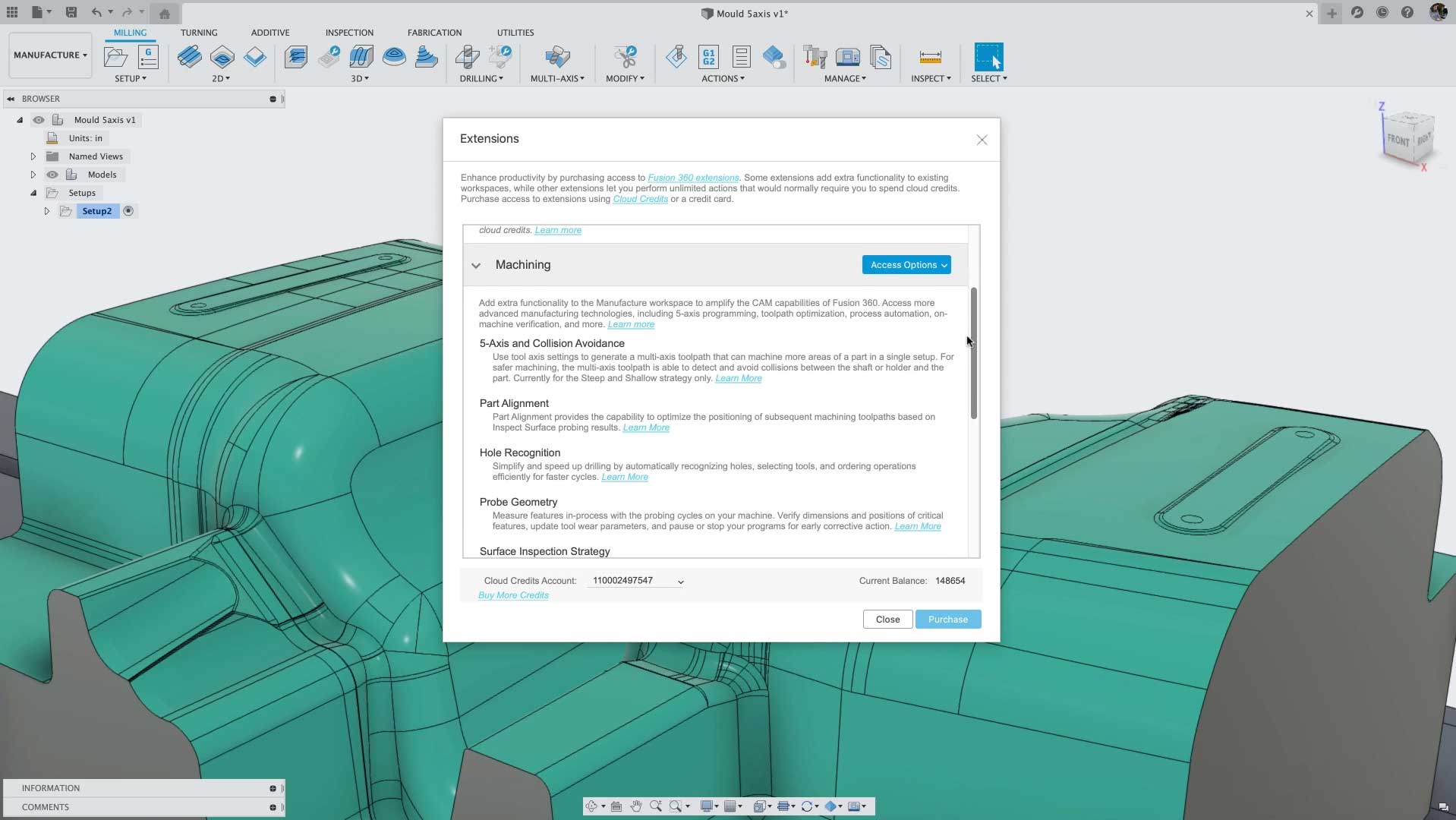 Accessing Fusion 360 Machining Extension 