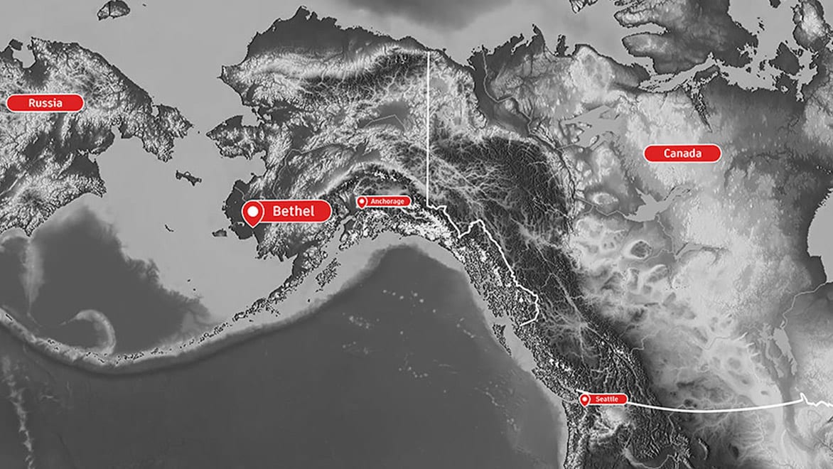 Location of Bethel, Alaska