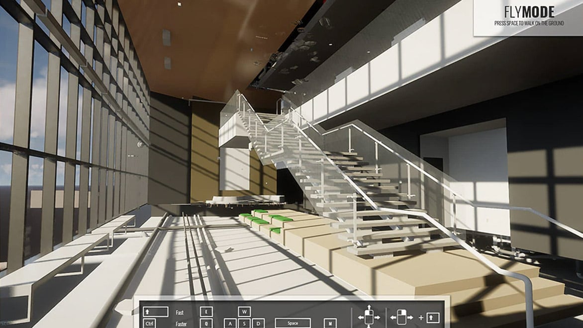 VR of Lobby at Design Development to analyze Lighting from Entrance Façade