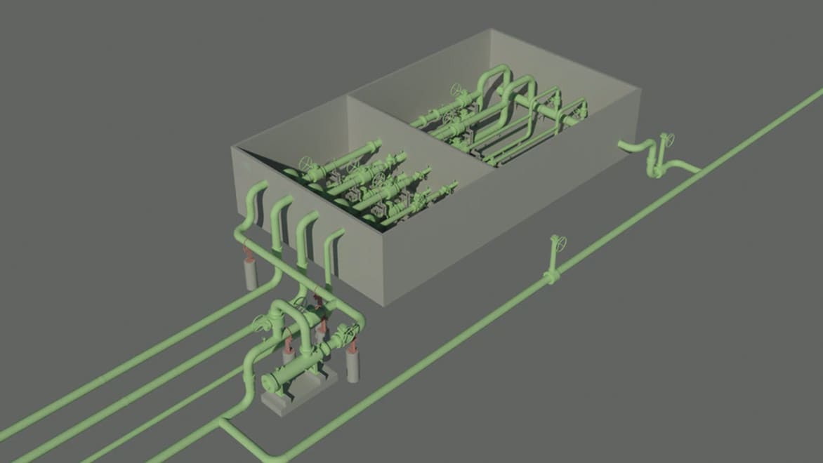 Plant 3D toolset render of pipe design