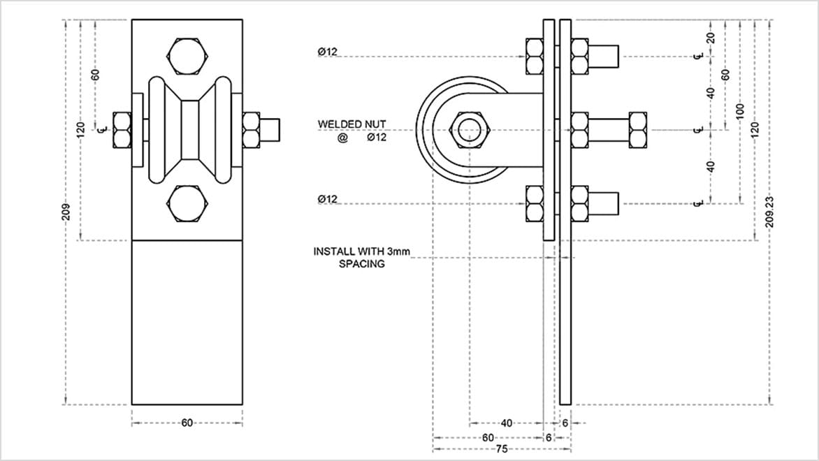 AutoCAD drawing of wheel for set design