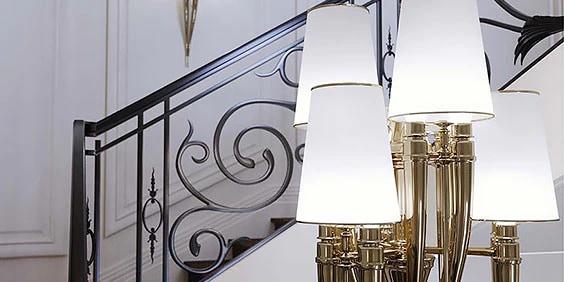 3D interior rendering of lamps by staircase