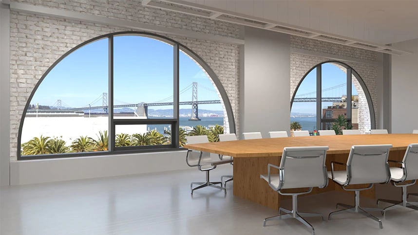 Renderización del interior de las oficinas de Autodesk de One Market en San Francisco