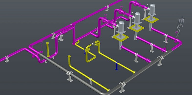 Mit dem AutoCAD Plant 3D-Toolset erstelltes 3D-Modell