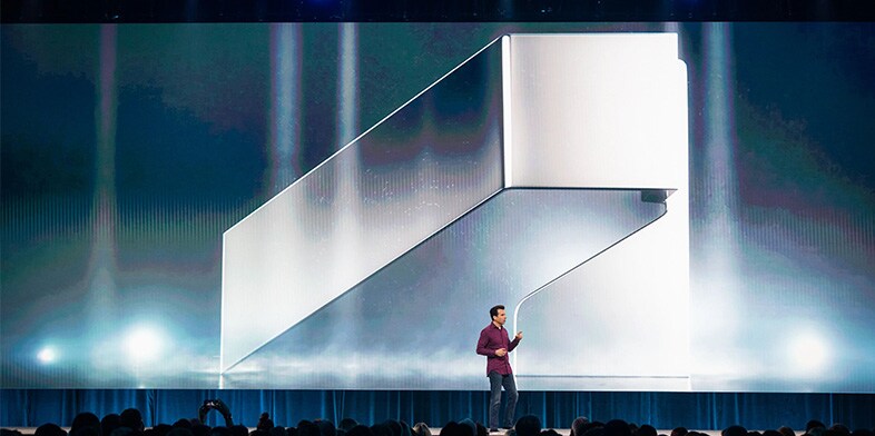 Andrew Anagnost, Autodesk's President and CEO, presents at the general session at Autodesk University 2022.