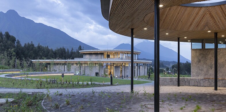 An image of the Ellen DeGeneres Campus of the Dian Fossey Gorilla Fund in Rwanda.