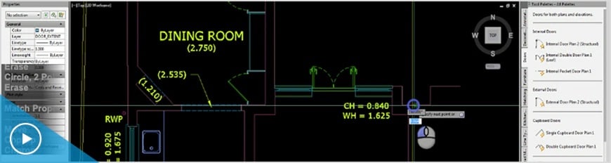 AutoCAD での設計図面の作成に役立つビデオ 2: 1 階の平面図の製図作成に関するチュートリアル