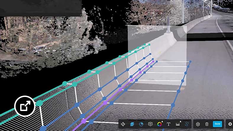 Point cloud of road with feature lines