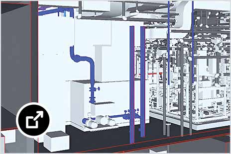 ガラスと鋼からなる未来的な建物 The Link at Uptown のレンダリング