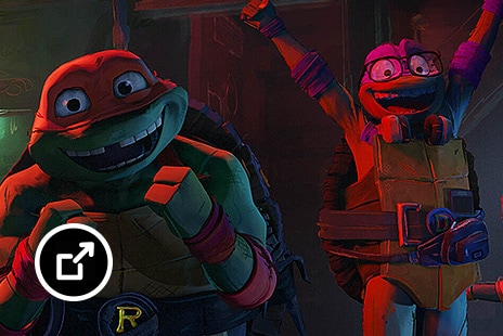 Smiling ninja turtles animated with products in Autodesk Media and Entertainment Collection 