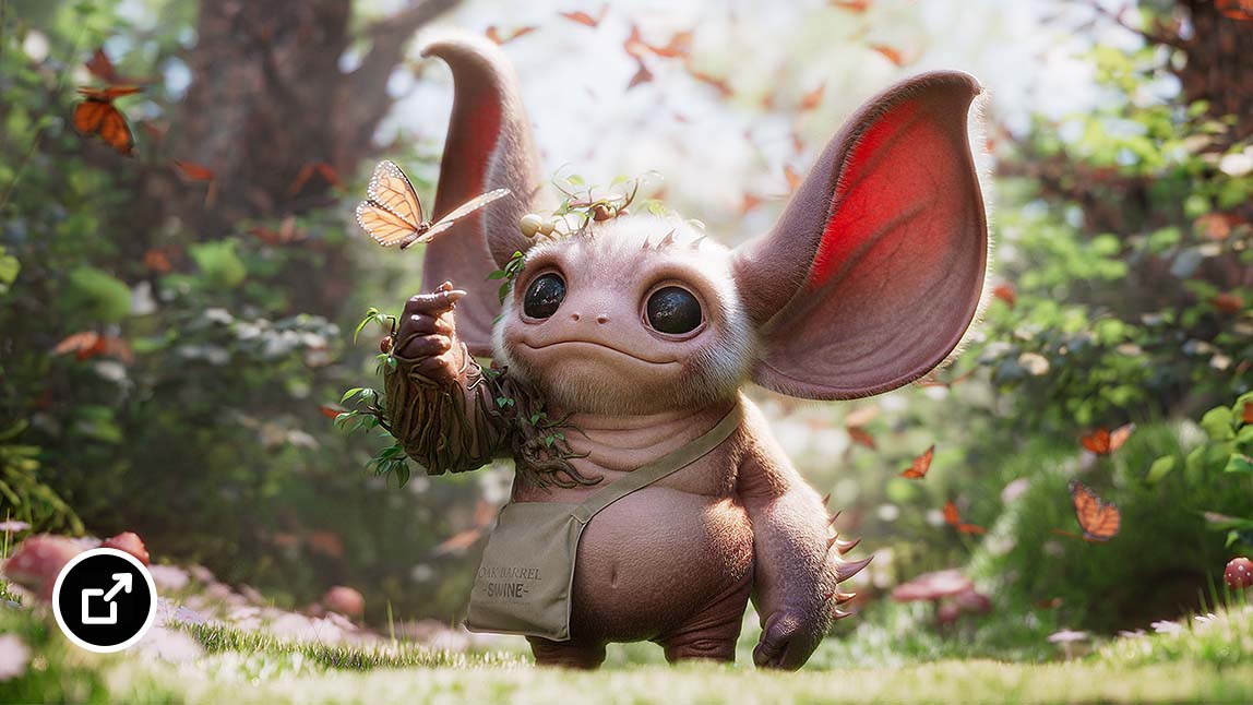 Critter with big ears in a forest  