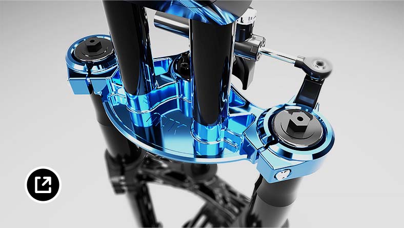 MJK 摩托车前端的三重夹渲染 