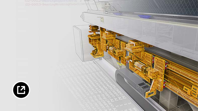 显示设计自动化代码的机床设计渲染 