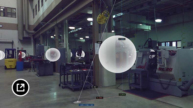 测量命令处于打开状态的车间点云 