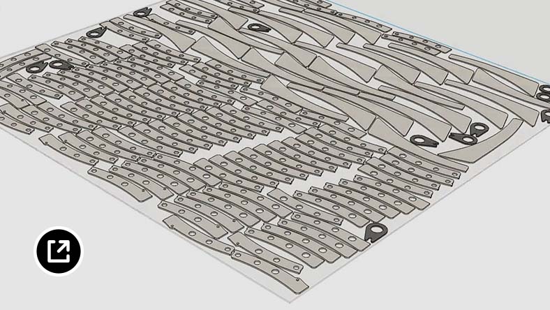 以三维形式显示工厂布局设计以及输送机和加工设备 