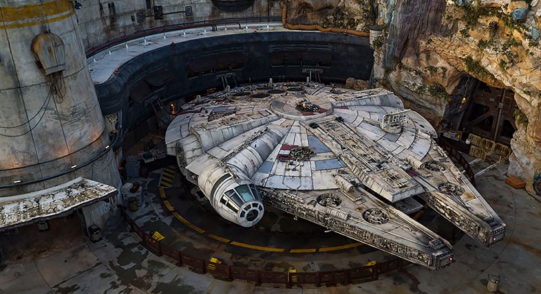 Star Wars Millenium Falcon attraction at a Disneyland theme park
