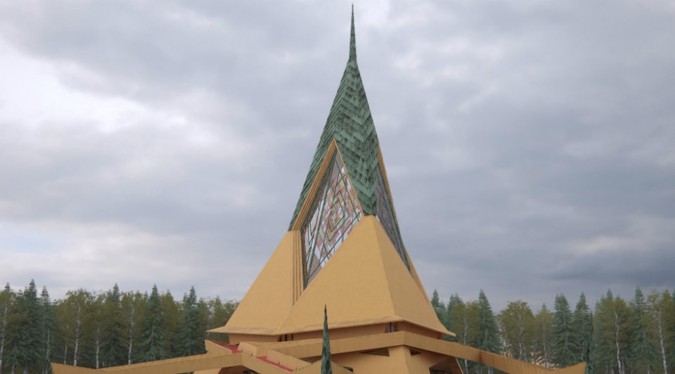 Rendering of Frank Lloyd Wright’s Trinity Chapel