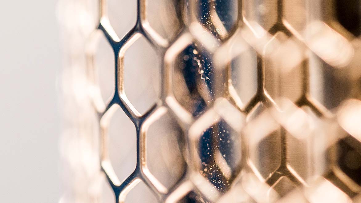 Closeup of bee-hive pattern fence 