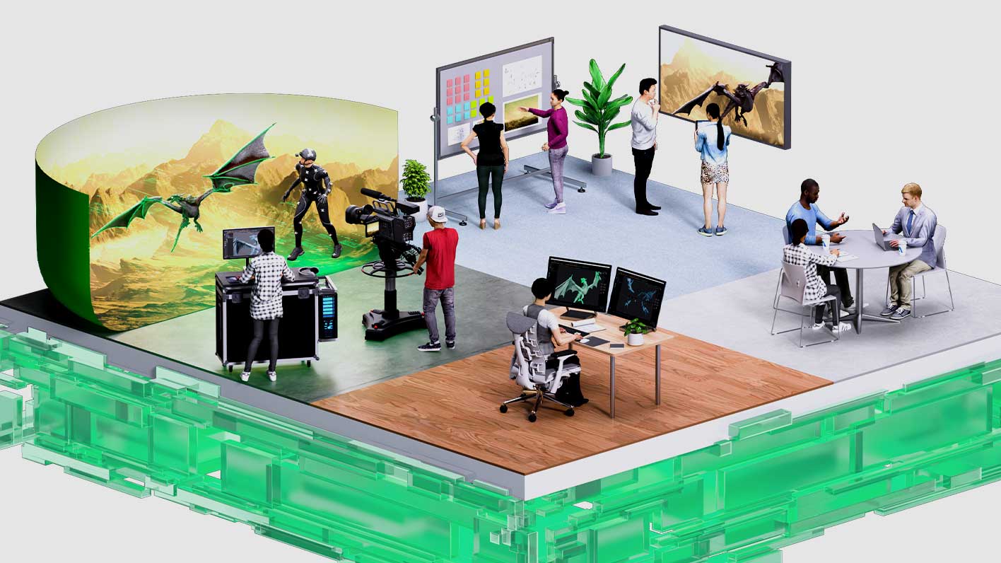 People working on visual effects tasks