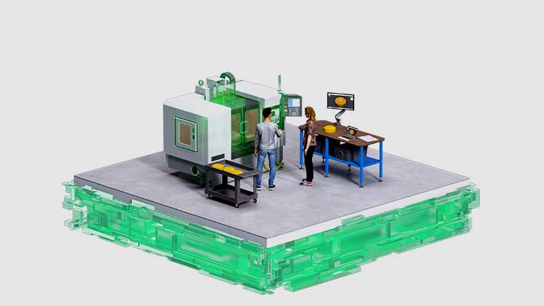 Illustration cutout of two people 3D printing