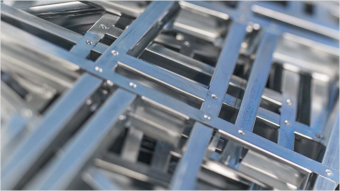 Closeup of steel ladder cable trays