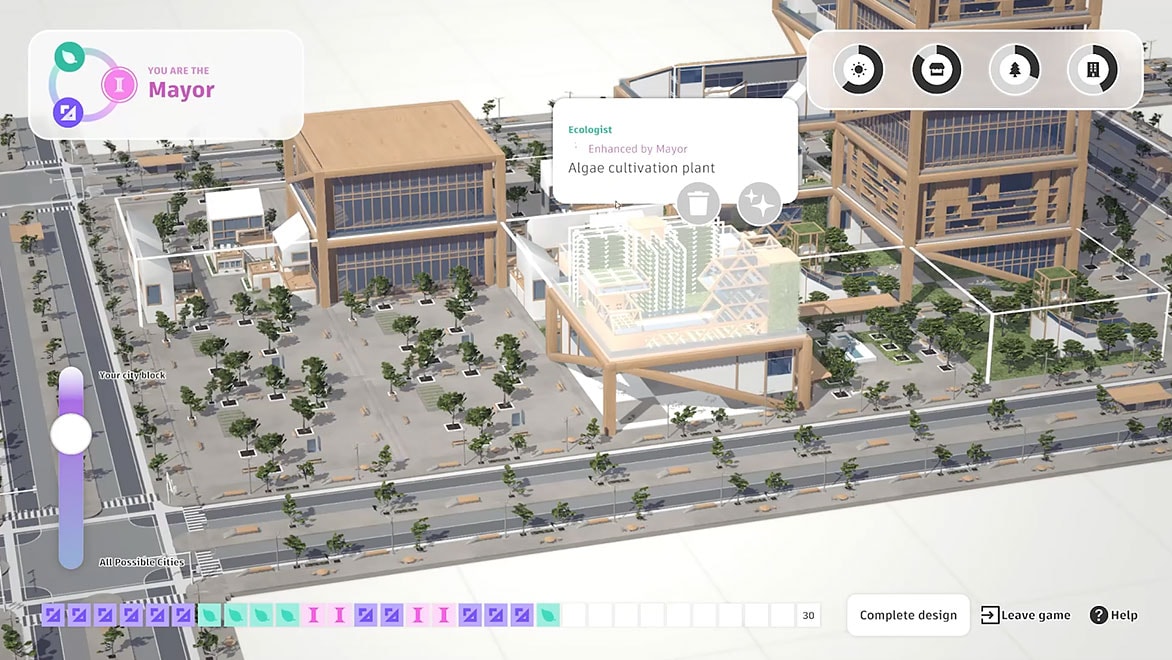 Interactive diagram of city block with multi-player functions