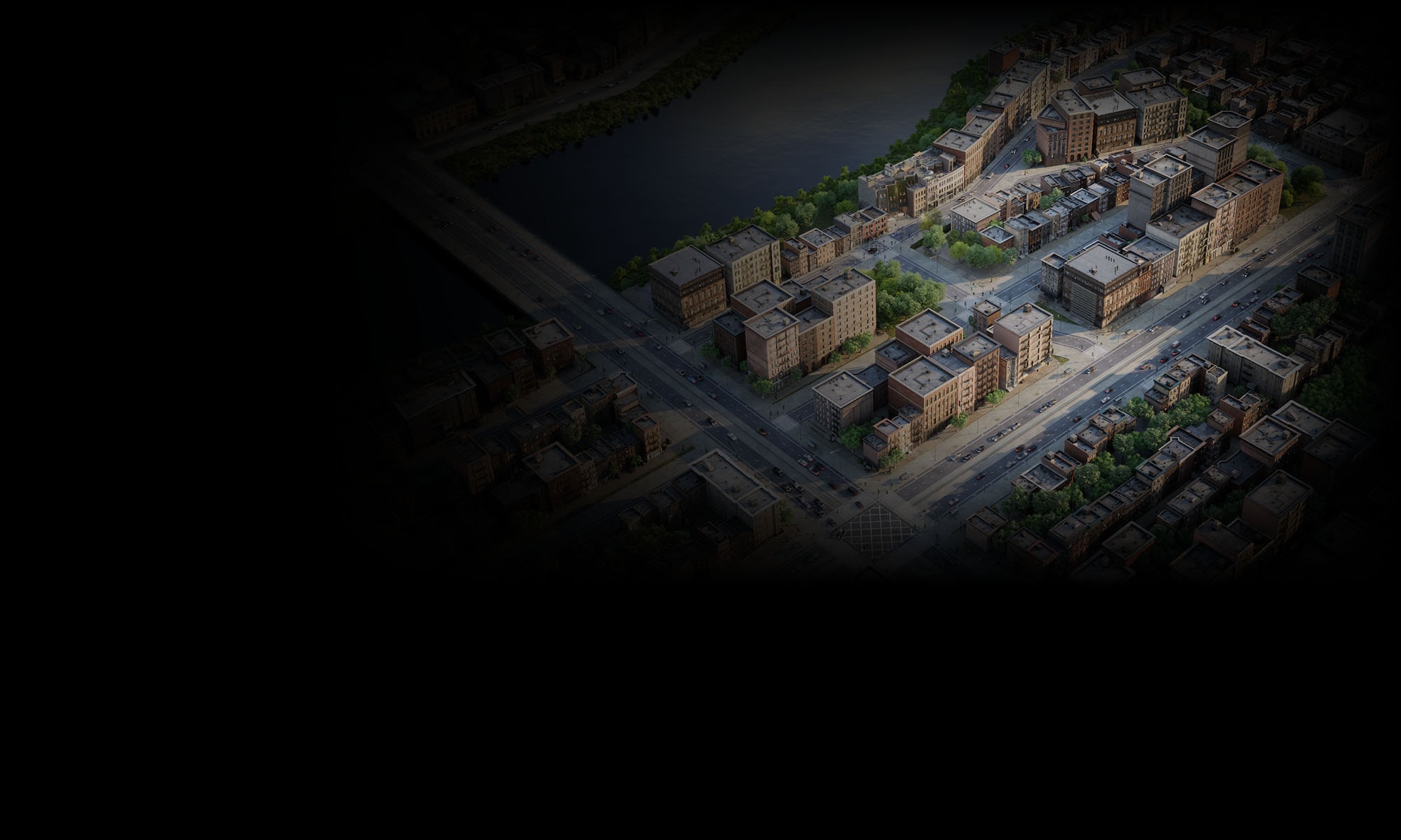 Rendering of a city block created by Twinmotion.