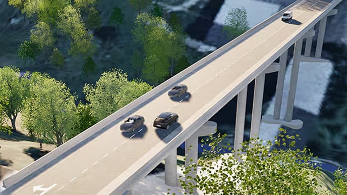 Aerial view of freeway interchanges