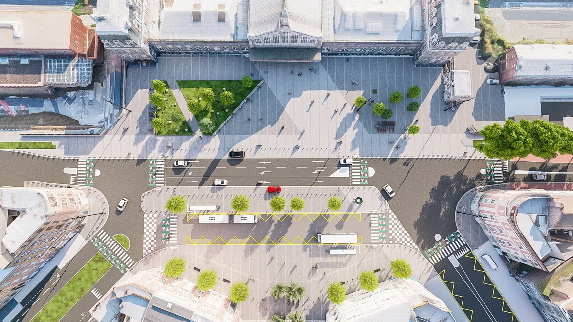 La place Sémard et la gare : modèle du projet final
