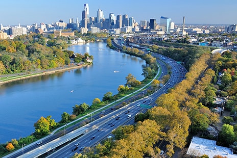 Highway running alongside river