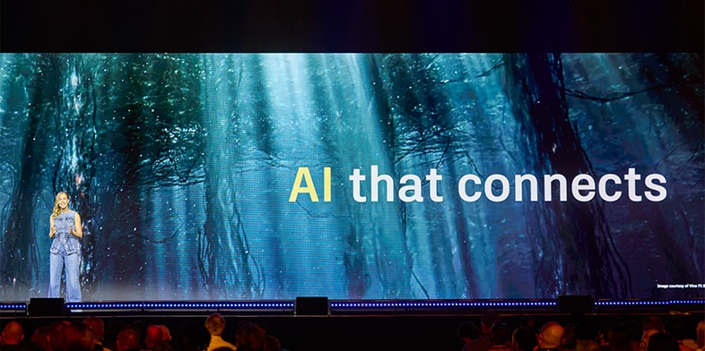 Rachael Appleton, Sr. Director, M&E Business Strategy, at Autodesk, during the M&E Industry Keynote at AU 2025. 
