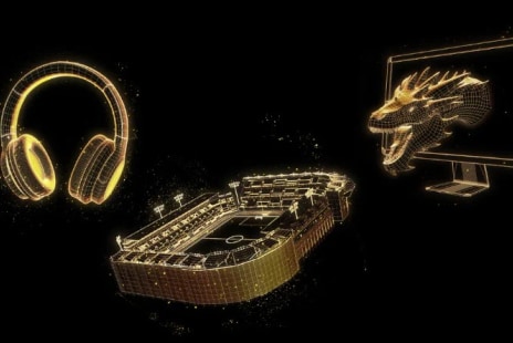 ヘッドホン、スタジアム、CGキャラクター