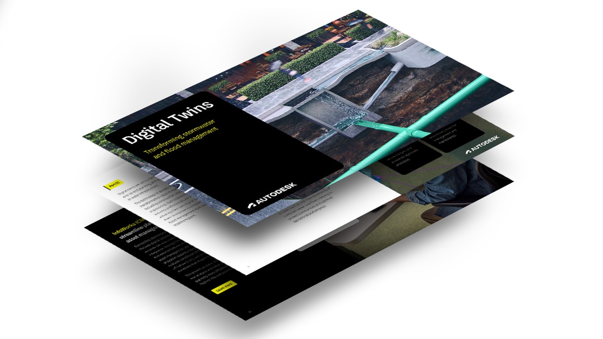 Three pages of the Digital Twins: transforming water distribution e-book stacked one on top of the other