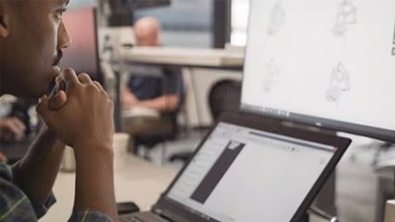 Designer looking at screen