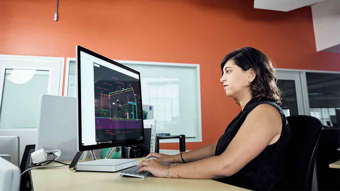Woman working in an architecture office