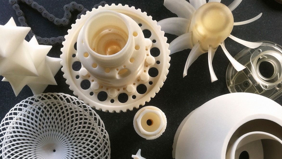 A collection of small 3D-printed objects.