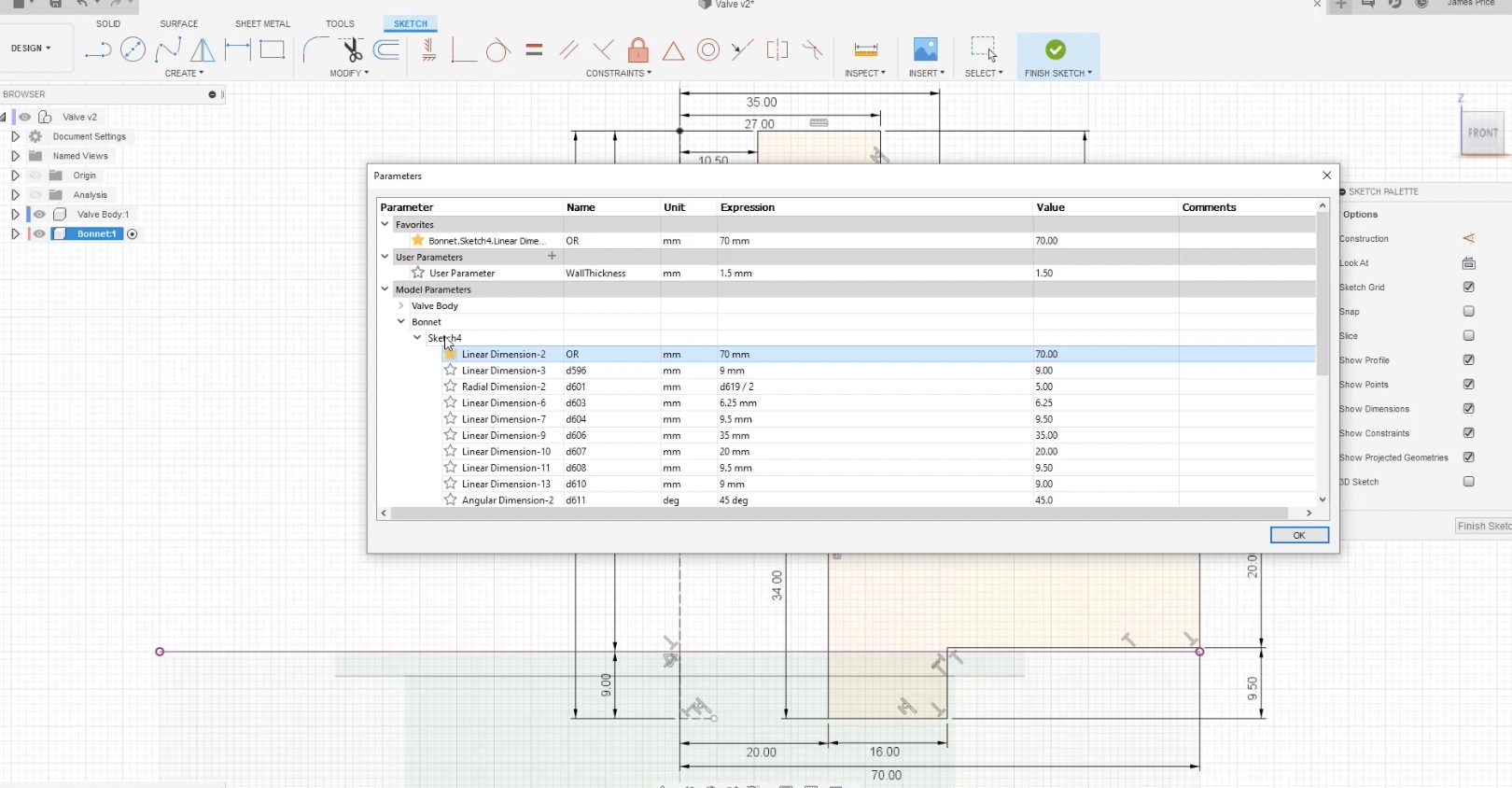 A computer software screen shows a basic structural design and a list of parameters.