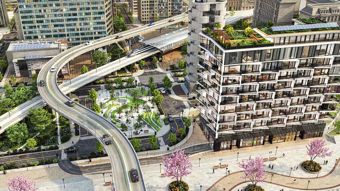 Rendering illustrating BIM for architects.